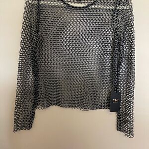 YMI Sheer Black Long Sleeve Blouse